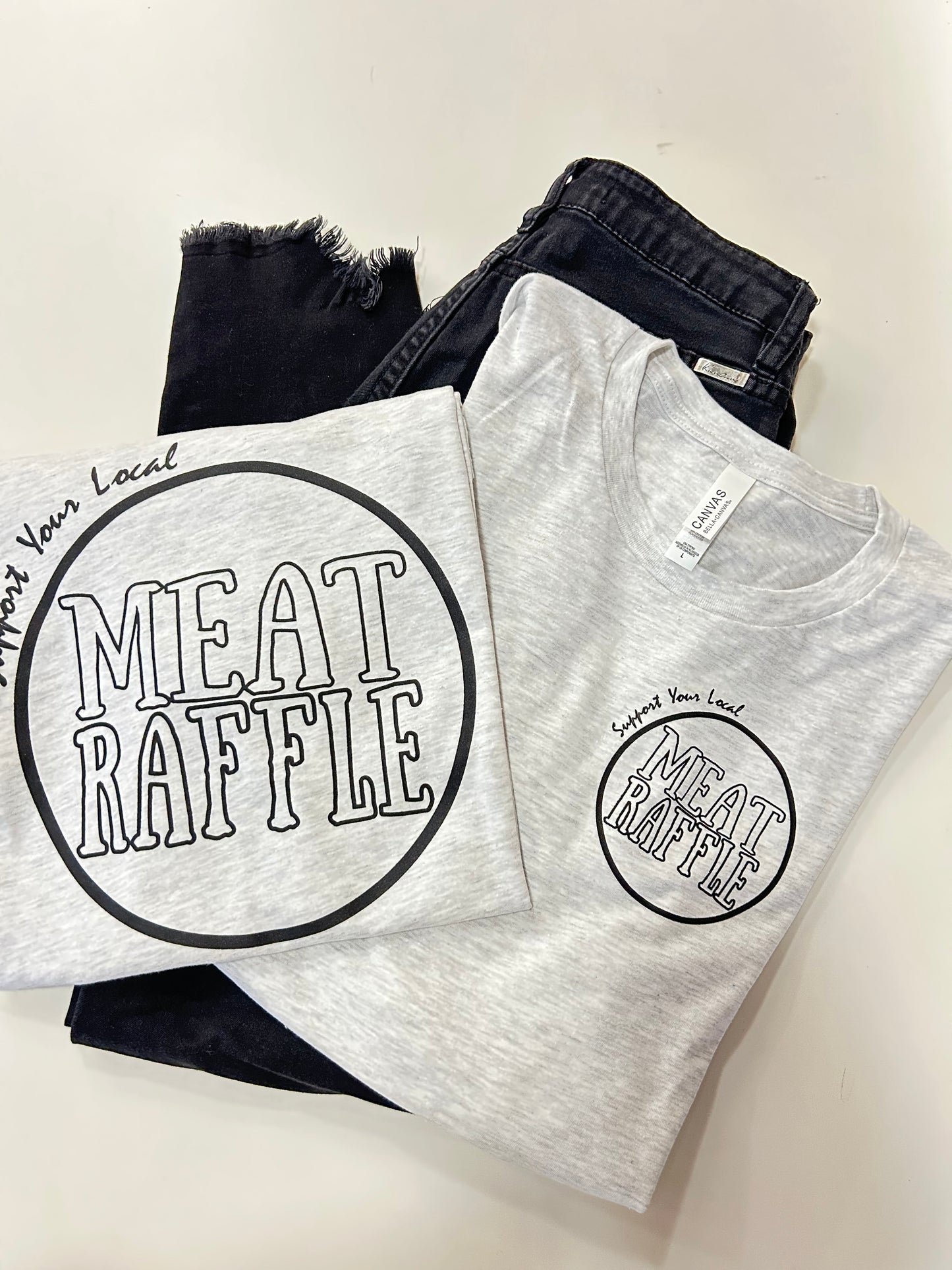 MEAT RAFFLE TEE- left chest