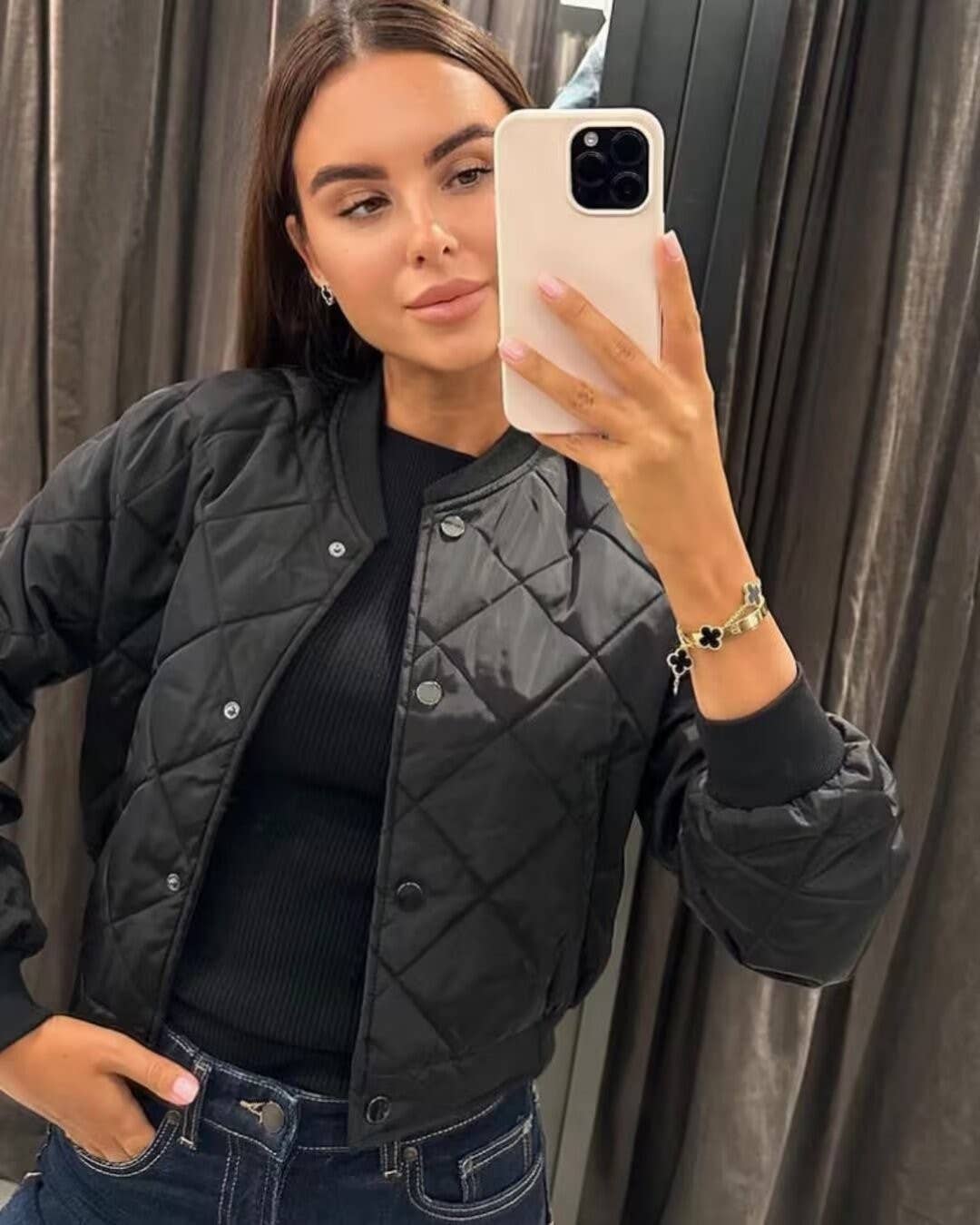 Short Puffer Bomber Jacket