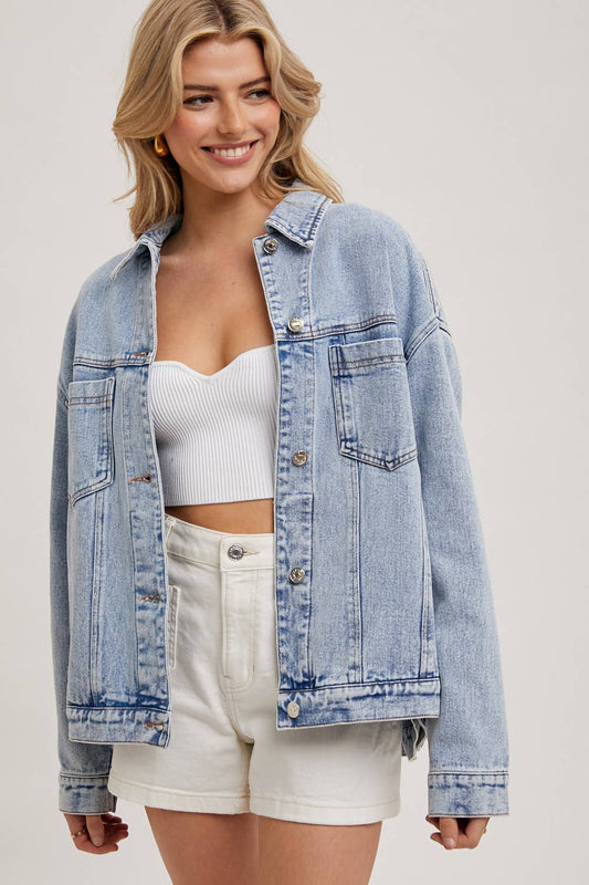 DENIM BUTTON DOWN OVERSIZED JACKET