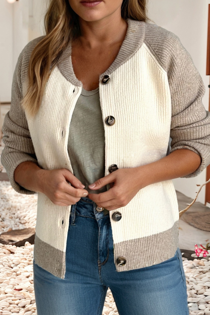 Color-blocked Cardigan Sweater