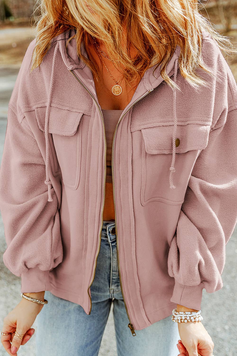 Flap Pocket Zip Up Jacket